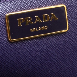 Pre Owned Prada Purple Saffiano Lux Leather Large Double Zip Tote