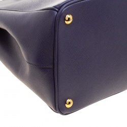 Pre Owned Prada Purple Saffiano Lux Leather Large Double Zip Tote