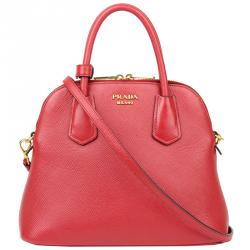 Prada Red Saffiano Leather Top Handle Bag