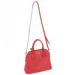 Prada Red Saffiano Leather Top Handle Bag