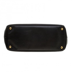 Pre Owned Prada Black Saffiano Lux Leather Medium Double Zip Tote