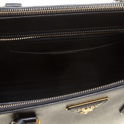 Pre Owned Prada Black Saffiano Lux Leather Medium Double Zip Tote