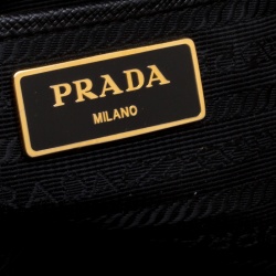 Pre Owned Prada Black Saffiano Lux Leather Medium Double Zip Tote