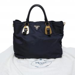 Pre Owned Prada Navy Blue Tessuto Nylon Shopper Tote