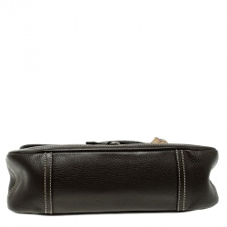 Pre Owned Prada Brown Vitello Daino Leather Pochette Shoulder Bag