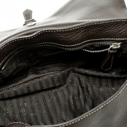 Pre Owned Prada Brown Vitello Daino Leather Pochette Shoulder Bag