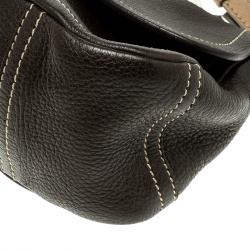 Pre Owned Prada Brown Vitello Daino Leather Pochette Shoulder Bag