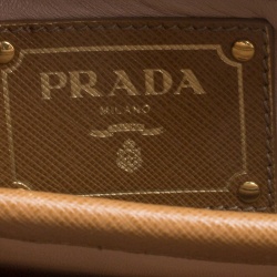 Pre Owned Prada Caramel Saffiano Lux Leather Frame Top Handle Bag