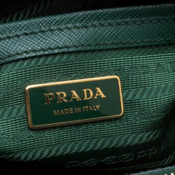 Pre Owned Prada Green Saffiano Lux Leather Mini Double Zip Tote