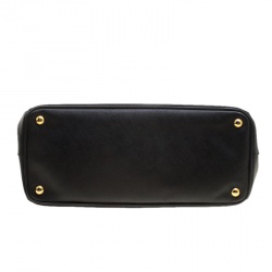 Pre Owned Prada Black Saffiano Lux Leather Medium Double Zip Tote