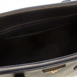 Pre Owned Prada Black Saffiano Lux Leather Medium Double Zip Tote