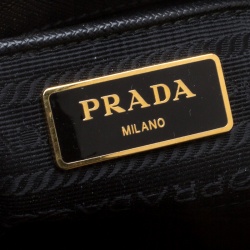 Pre Owned Prada Black Saffiano Lux Leather Medium Double Zip Tote