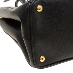 Pre Owned Prada Black Saffiano Lux Leather Medium Double Zip Tote