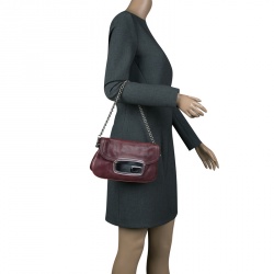 Pre Owned Prada Purple Leather Chain Shoulder Bag