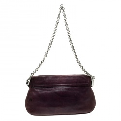Pre Owned Prada Purple Leather Chain Shoulder Bag