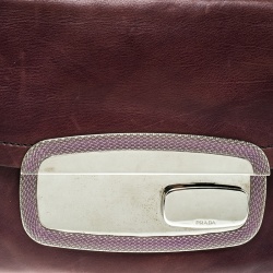 Pre Owned Prada Purple Leather Chain Shoulder Bag