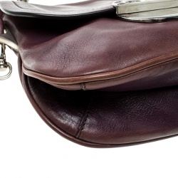 Pre Owned Prada Purple Leather Chain Shoulder Bag