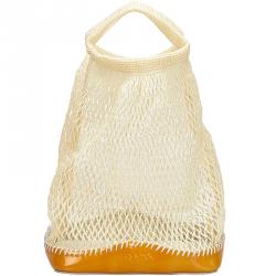 Pre Owned Prada White Thread Mesh Everyday Bag