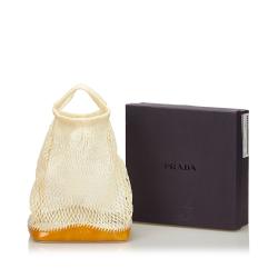 Pre Owned Prada White Thread Mesh Everyday Bag