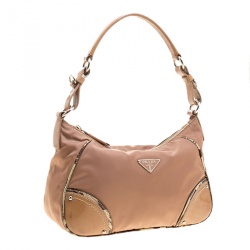 Pre Owned Prada Beige Nylon Baguette Shoulder Bag
