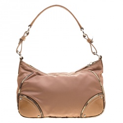 Pre Owned Prada Beige Nylon Baguette Shoulder Bag