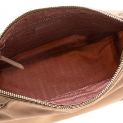 Pre Owned Prada Beige Nylon Baguette Shoulder Bag