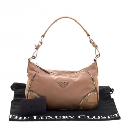 Pre Owned Prada Beige Nylon Baguette Shoulder Bag
