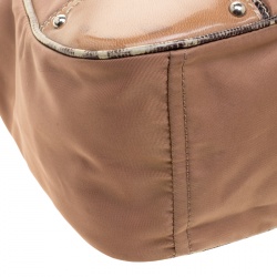 Pre Owned Prada Beige Nylon Baguette Shoulder Bag