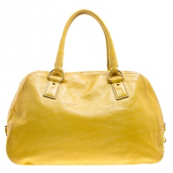 Pre Owned Prada Yellow Crinkled Patent Leather Satchel