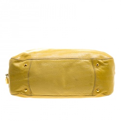 Pre Owned Prada Yellow Crinkled Patent Leather Satchel