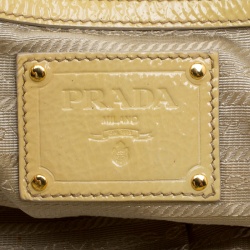 Pre Owned Prada Yellow Crinkled Patent Leather Satchel
