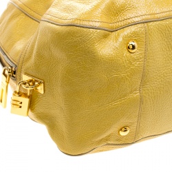 Pre Owned Prada Yellow Crinkled Patent Leather Satchel