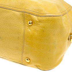 Pre Owned Prada Yellow Crinkled Patent Leather Satchel