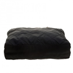 Pre Owned Prada Black Quilted Nylon Chain Tote