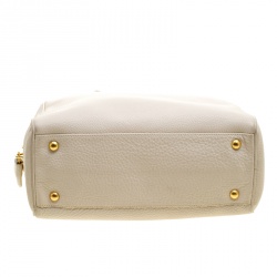 Prada Off White Vitello Daino Leather Bowling Bag
