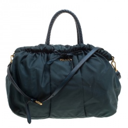 Pre Owned Prada Dark Blue Nylon Convertible Tote