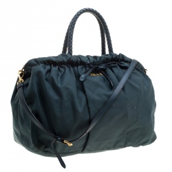 Pre Owned Prada Dark Blue Nylon Convertible Tote