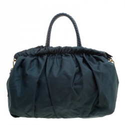Pre Owned Prada Dark Blue Nylon Convertible Tote