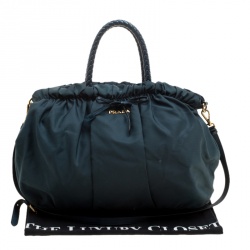 Pre Owned Prada Dark Blue Nylon Convertible Tote