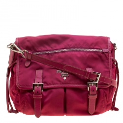 Pre Owned Prada Magenta Nylon Crossbody Bag