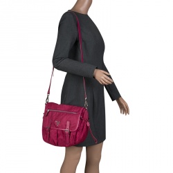 Pre Owned Prada Magenta Nylon Crossbody Bag