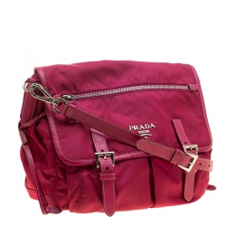 Pre Owned Prada Magenta Nylon Crossbody Bag