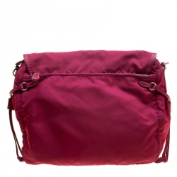 Pre Owned Prada Magenta Nylon Crossbody Bag