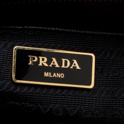 Pre Owned Prada Black Saffiano Lux Leather Medium Double Zip Tote