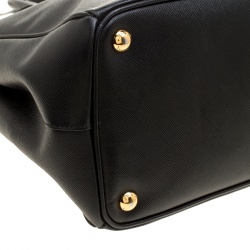 Pre Owned Prada Black Saffiano Lux Leather Medium Double Zip Tote