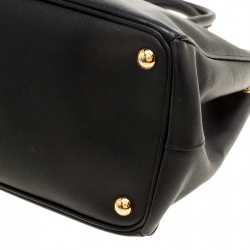 Pre Owned Prada Black Saffiano Lux Leather Medium Double Zip Tote