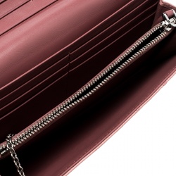 Pre Owned Prada Peach Ostrich Continental Wallet with Card Holder