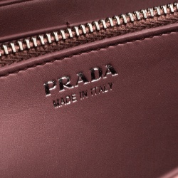 Pre Owned Prada Peach Ostrich Continental Wallet with Card Holder