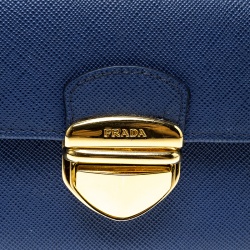 Pre Owned Prada Blue Saffiano Tuc Leather Continental Wallet