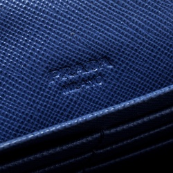 Pre Owned Prada Blue Saffiano Tuc Leather Continental Wallet